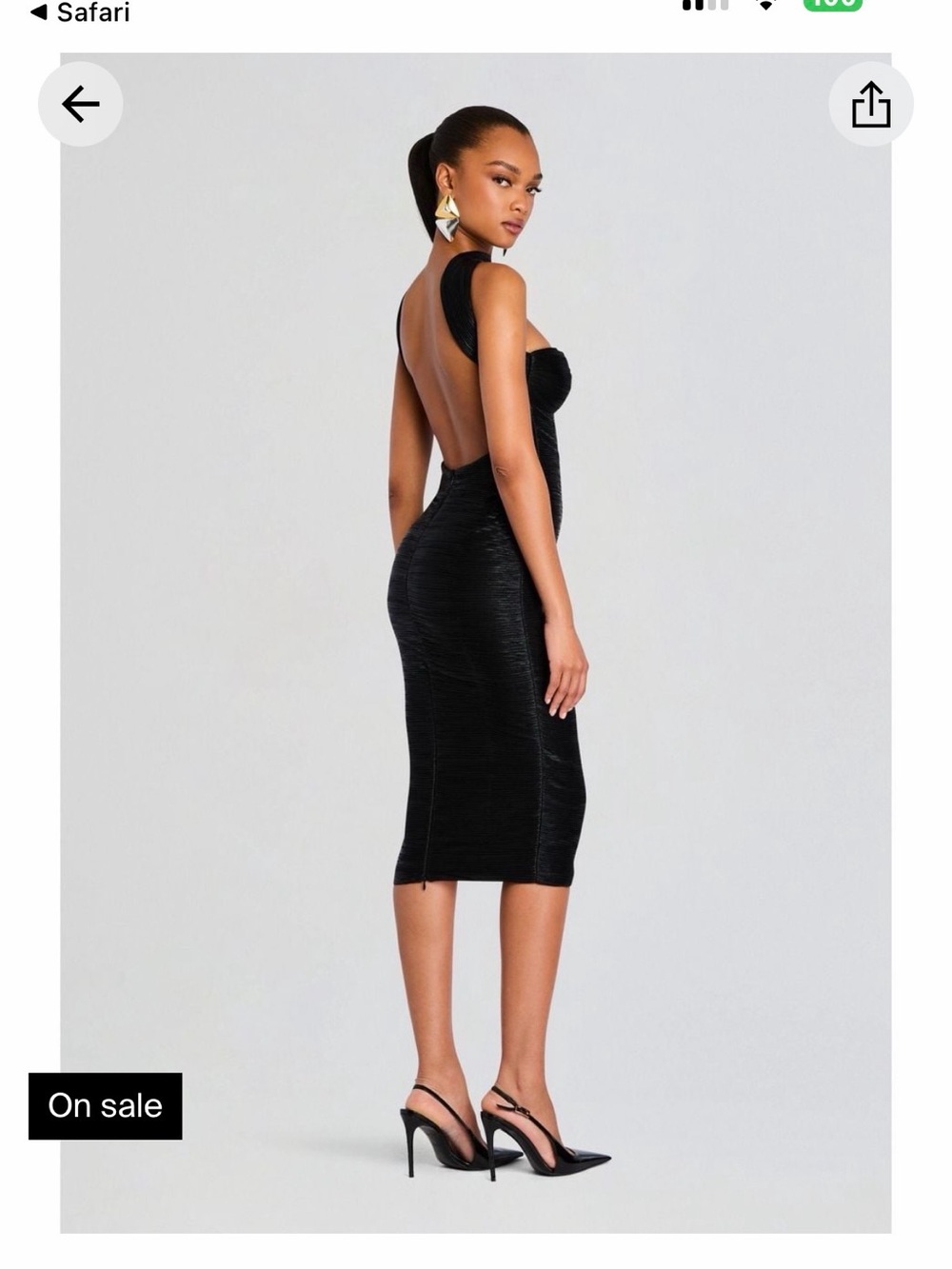Retrofete NWT Black Backless Bodycon Midi Dress
